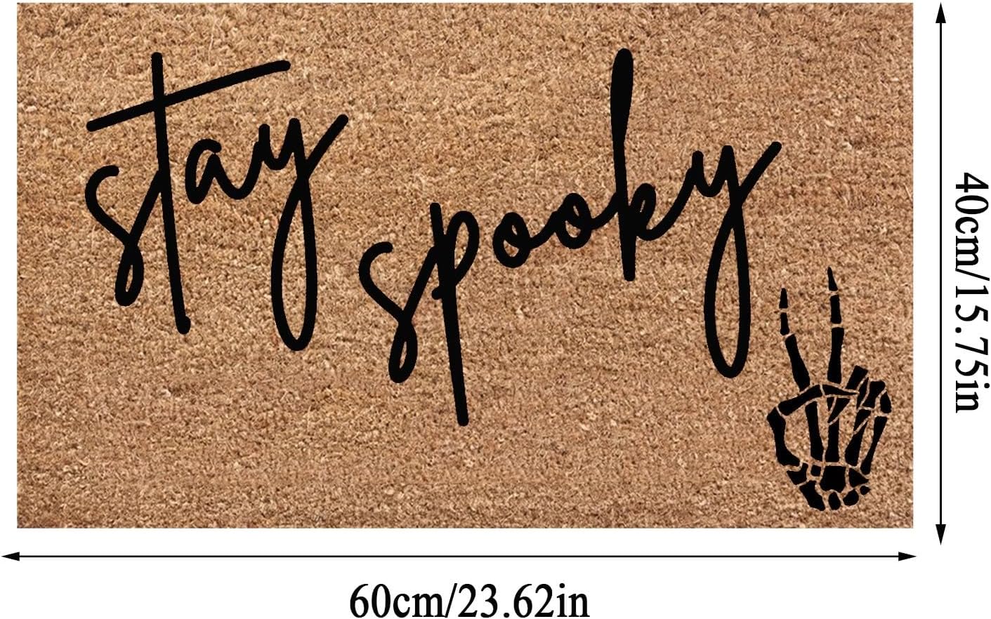 Tapetes de Halloween para puerta de entrada con diseño de fantasma de Halloween y fibra de coco con estampado de Hey Boo Happy Halloween Witch Bat,