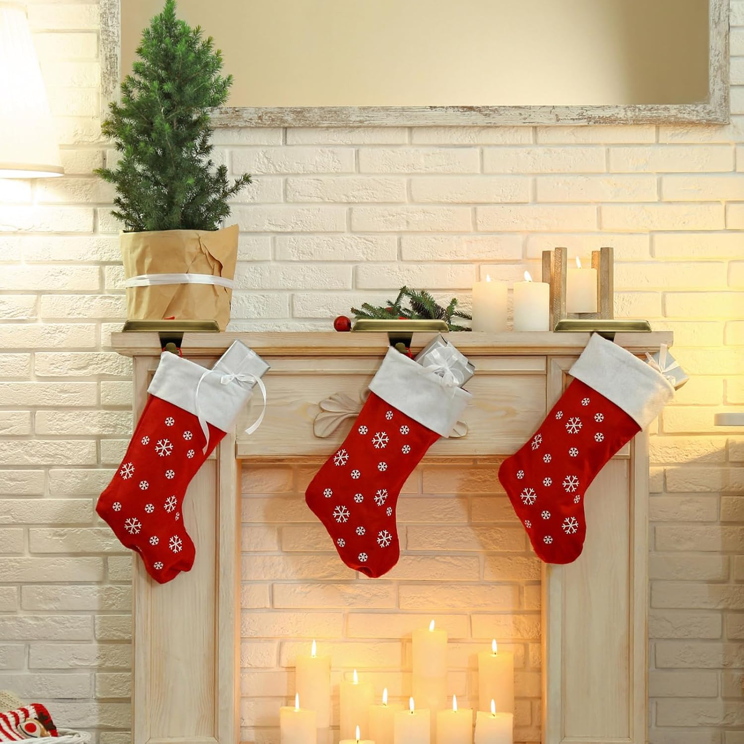 Soportes para calcetines de Navidad, para mantel y mantel, para calcetines de Navidad, de perfil bajo, ganchos con peso para medias pesadas, bases