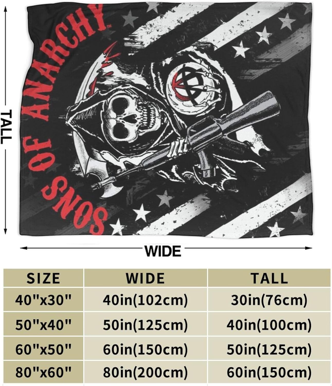 Mantas de forro polar de anarquía de Sons of Horror Drama para sofá y dormitorio, mantas de aire acondicionado suaves para todas las estaciones, 50