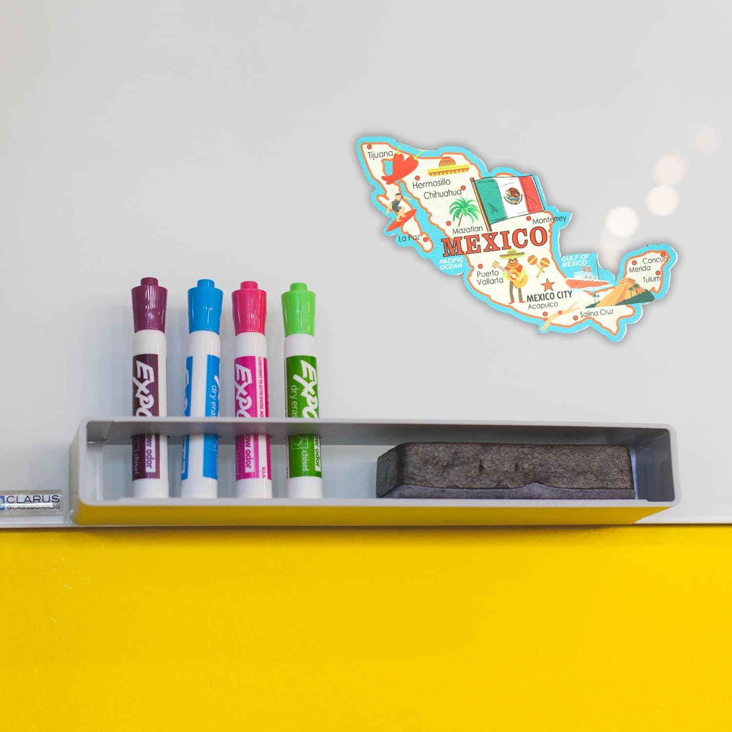 Imán de recuerdo del país de México, calcomanía magnética de mapa coleccionable para coches, refrigeradores y pizarras blancas, 5 pulgadas