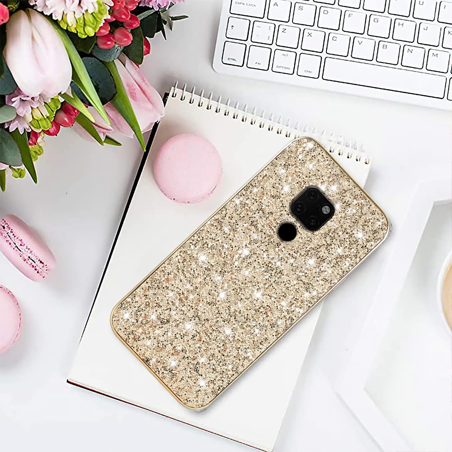 Funda compatible con Huawei Mate 20 con purpurina a prueba de golpes, funda para teléfono Huawei Mate 20, TPU suave brillante y policarbonato de