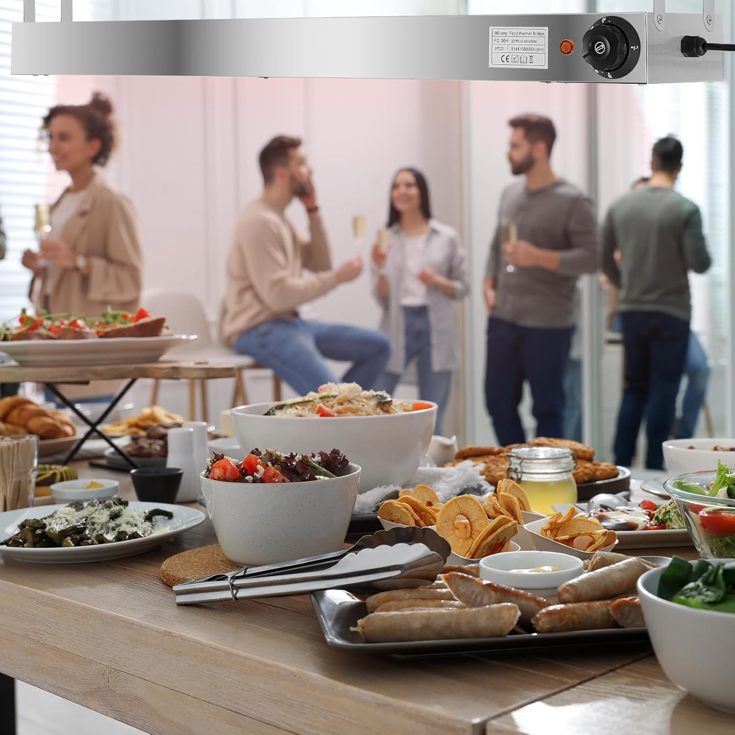 Calentador eléctrico de tira de alimentos de 36 pulgadas, lámpara de calor de alimentos para restaurante de 920 W, temperatura de 220 V, calentador
