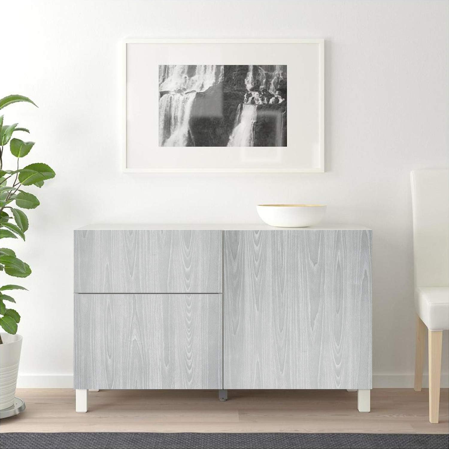 Papel adhesivo de madera gris de 17.71 x 590 pulgadas, textura de grano de madera, papel adhesivo para despegar y pegar, papel adhesivo gris claro,