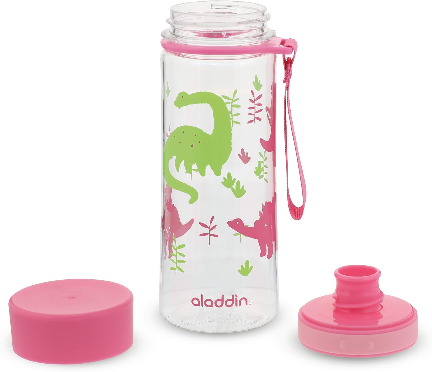 Aladdin My First Aveo – Botella de agua para niños de 0.35 L con gráficos rosados, a prueba de fugas, amplia apertura para un fácil llenado, sin
