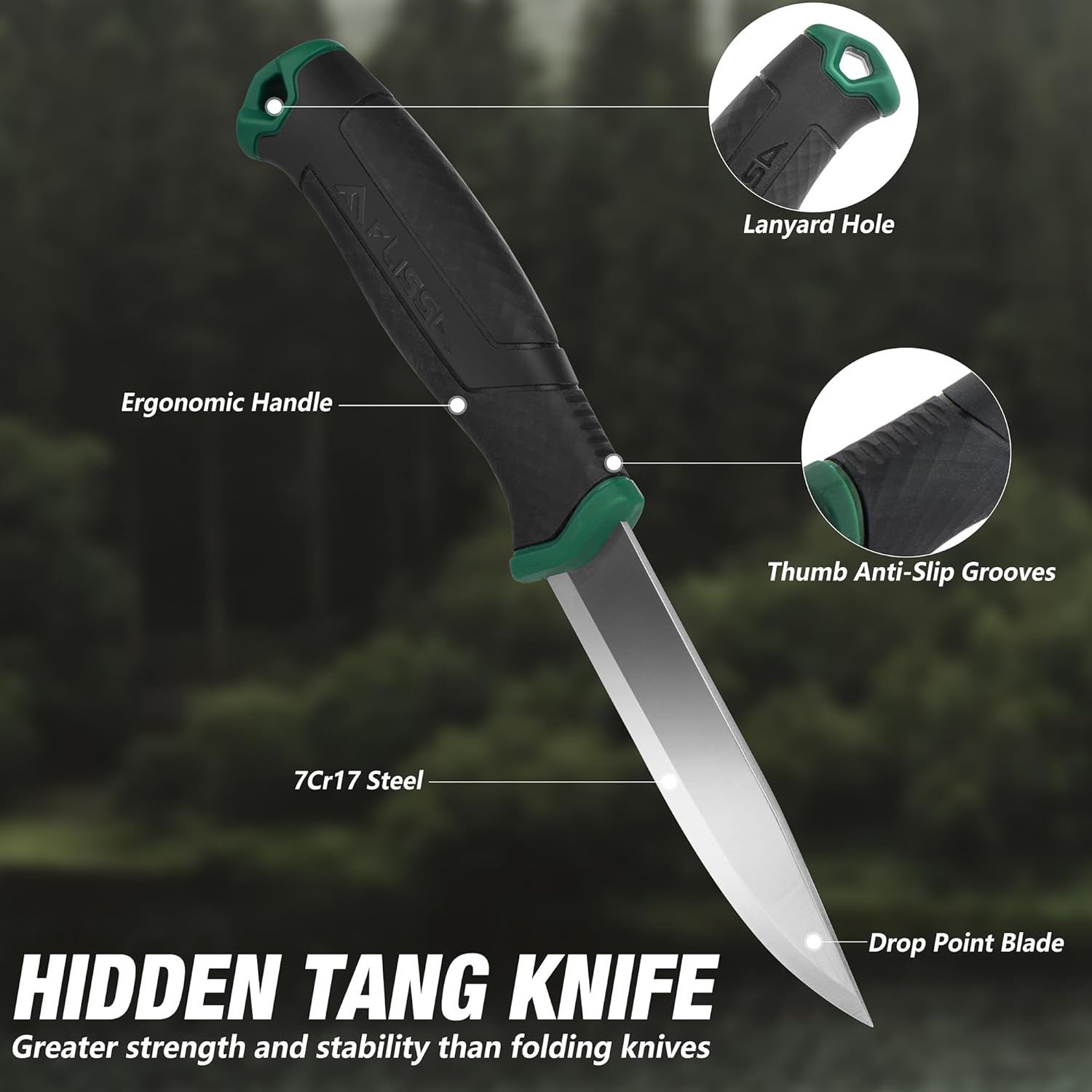 FLISSA Sierra de mano plegable y cuchillo de supervivencia, sierra plegable con hoja de sierra bimetálica y cuchillo de hoja fija con funda, sierra