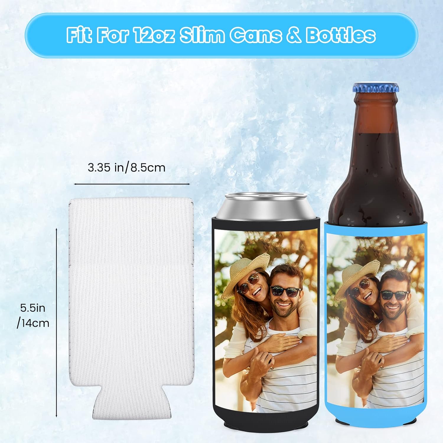Fundas enfriadoras de latas personalizadas, 6 unidades, soporte para botellas de bebidas con logotipo y texto de imagen para boda, fiesta de