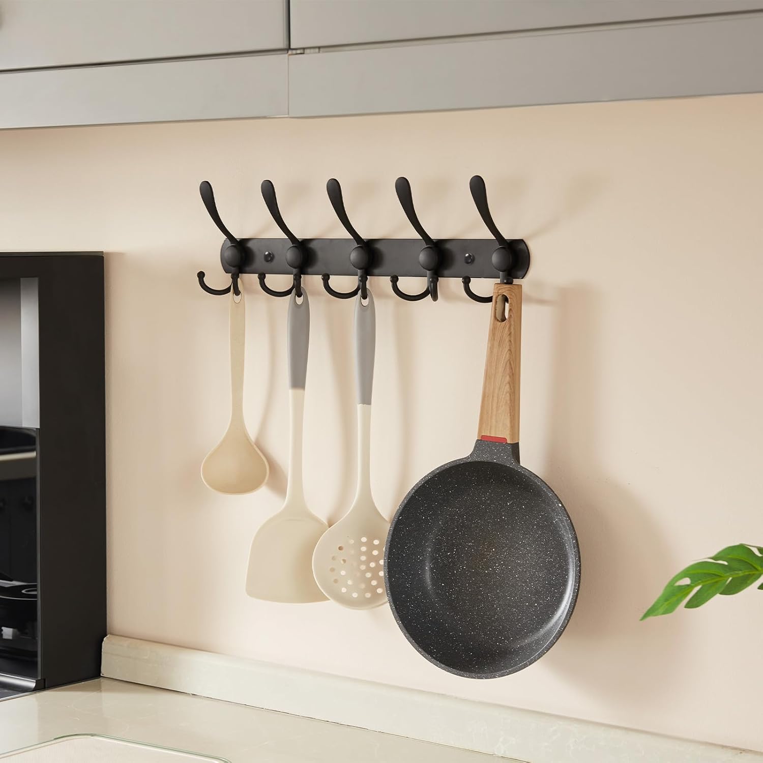 Gancho de pared para colgar ropa, ganchos de pared negros para dormitorio, cocina, baño, color negro
