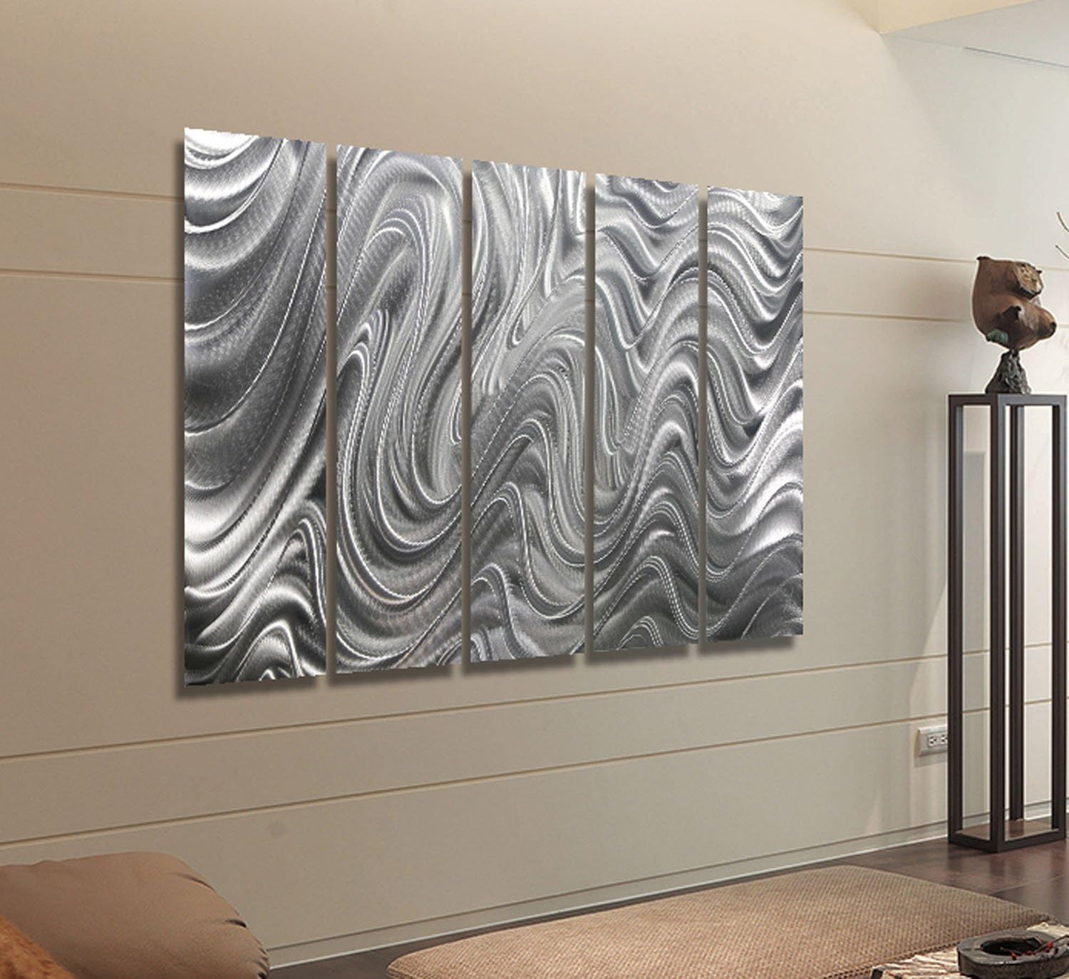 Statements2000 Arte abstracto moderno extra grande de pared de metal para interiores y exteriores, pintura 3D escultura colgante por Jon Allen,
