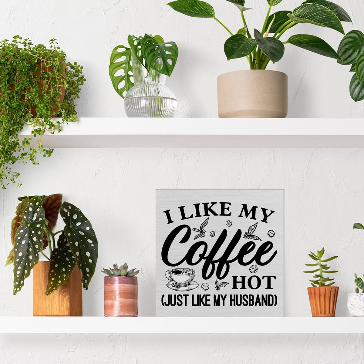 Cartel rústico de madera para amantes del café, decoración de escritorio, con texto en inglés “I Like My Coffee” (I Like My Coffee), letrero de
