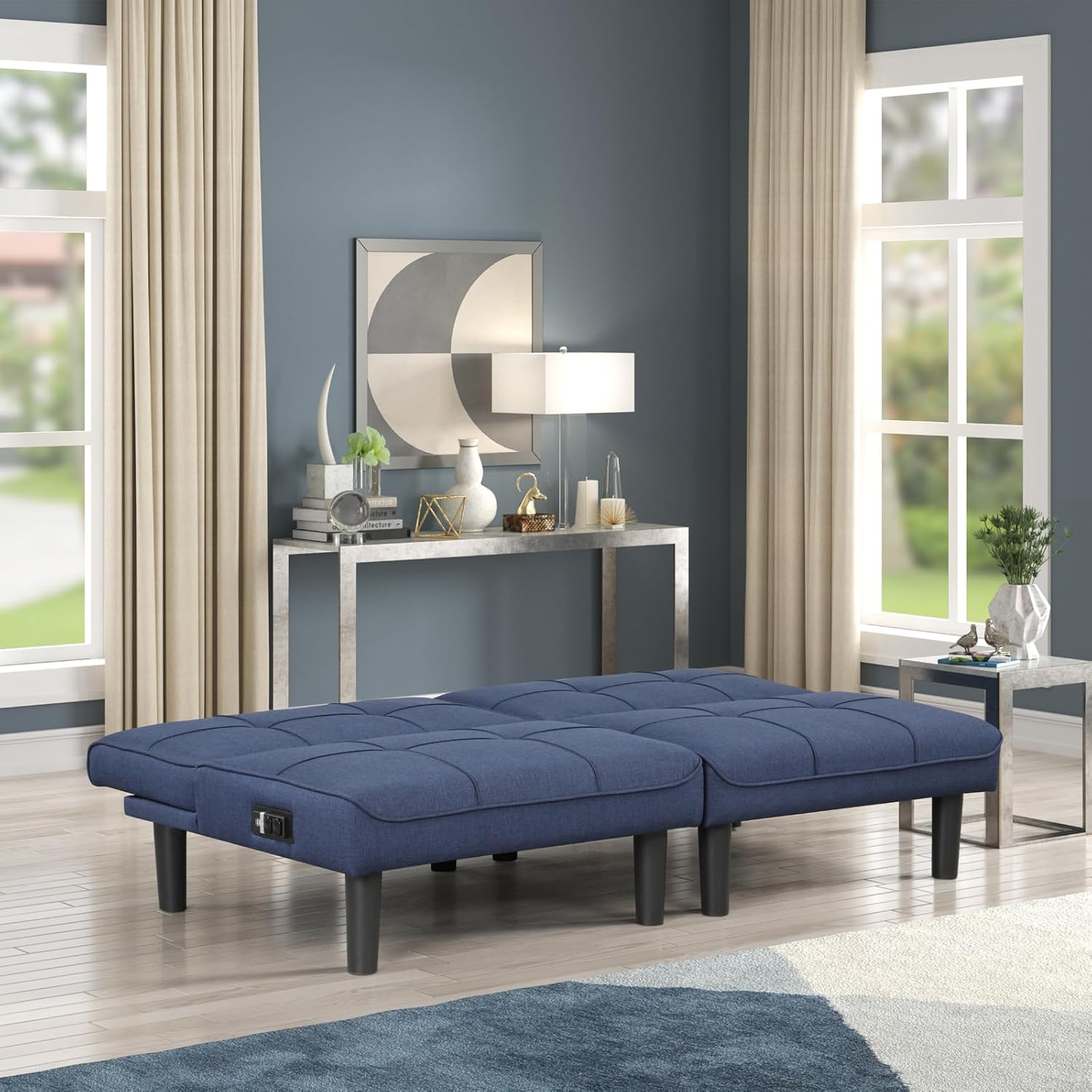 Comfy Mini sofás, futón reclinable pequeño con respaldo ajustable (puertos USB), mini sofá individual para espacio pequeño, sillas reclinables para