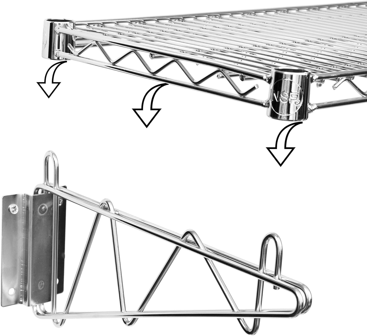 Estante de alambre para montaje en pared (cromo, 14″ de profundidad x 36″ de ancho)