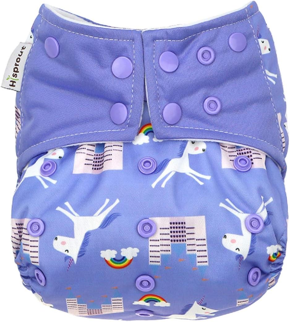 Pañales de tela de bolsillo reutilizables ajustables para bebés niñas y niños, Unicornio
