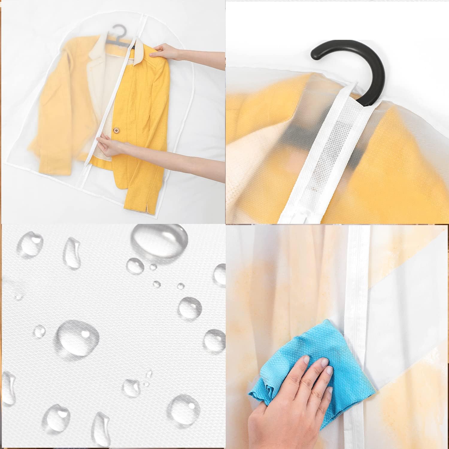 AIDBUCKS Bolsa colgante para ropa (juego de 10) fundas de ropa para proteger el polvo, bolsas ligeras transparentes con cremallera completa para