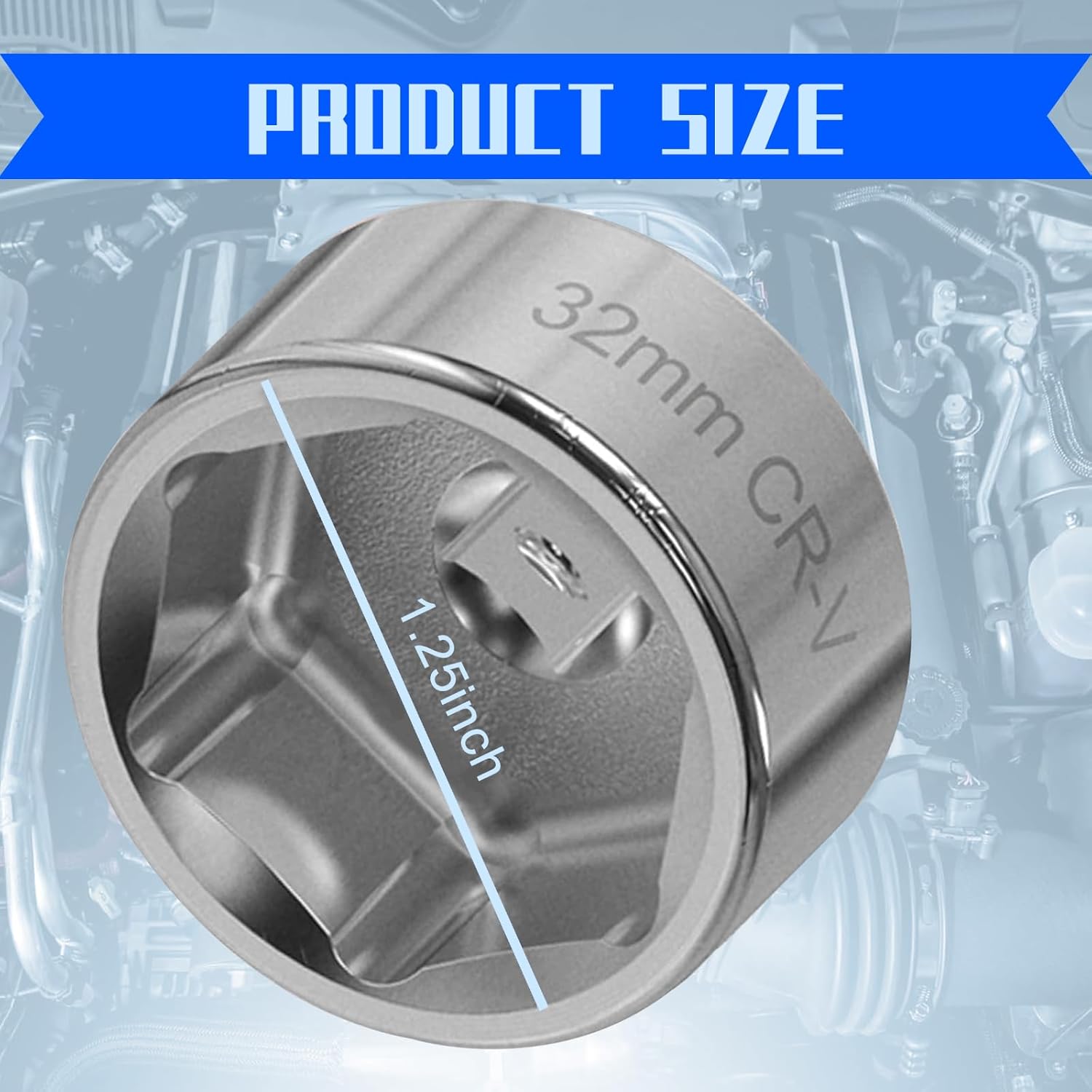 1 llave de filtro de aceite de 6 puntos automotriz de 1.260 in, herramientas de desmontaje de bandeja de aceite de perfil bajo, llave de tubo