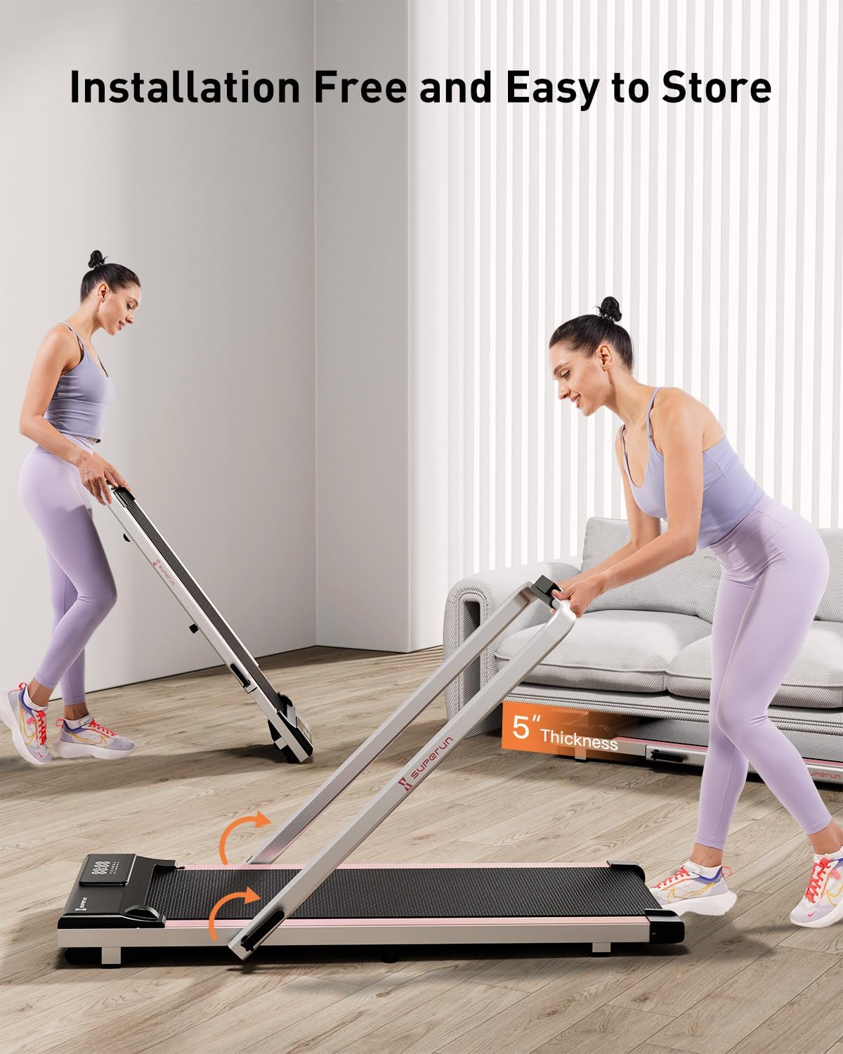 Caminadora 3 en 1 – Cinta de correr plegable de 3.0 HP para el hogar, fácil de almacenar, capacidad de 300 libras debajo del escritorio, instalación