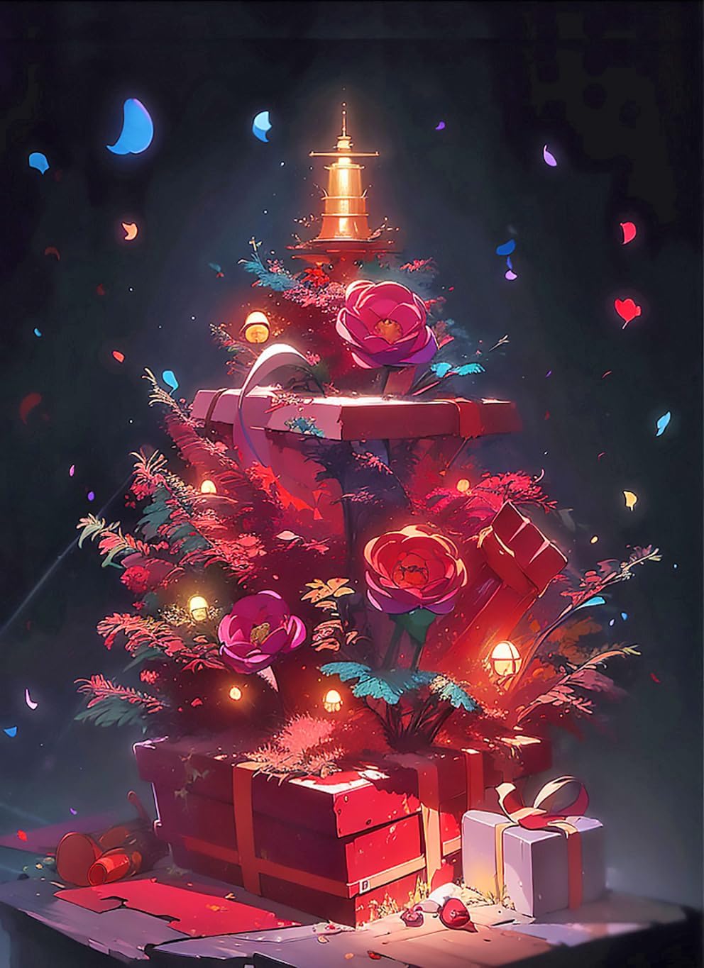 DOTSOPS Kit de pintura de diamantes de Navidad, kit de pintura para adultos, kit de arte de diamantes de invierno para adultos, árbol de Navidad