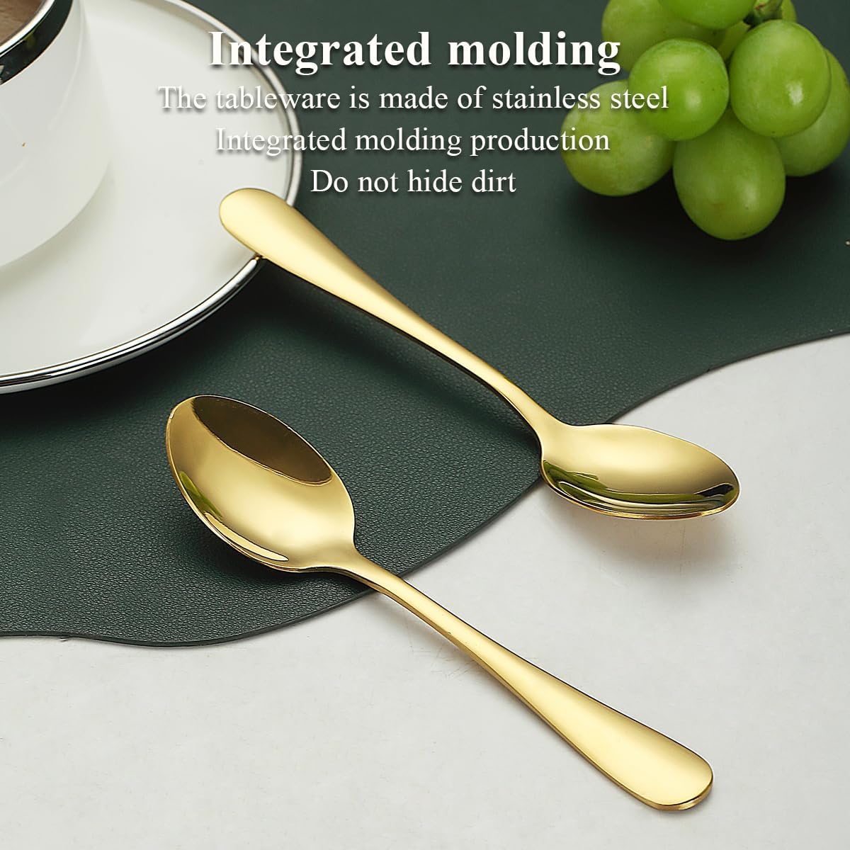 12 cucharaditas doradas, acero inoxidable chapado en titanio dorado, cuchara de té de 5.5 in, cubiertos para té, café, pasteles, postres, ensaladas,
