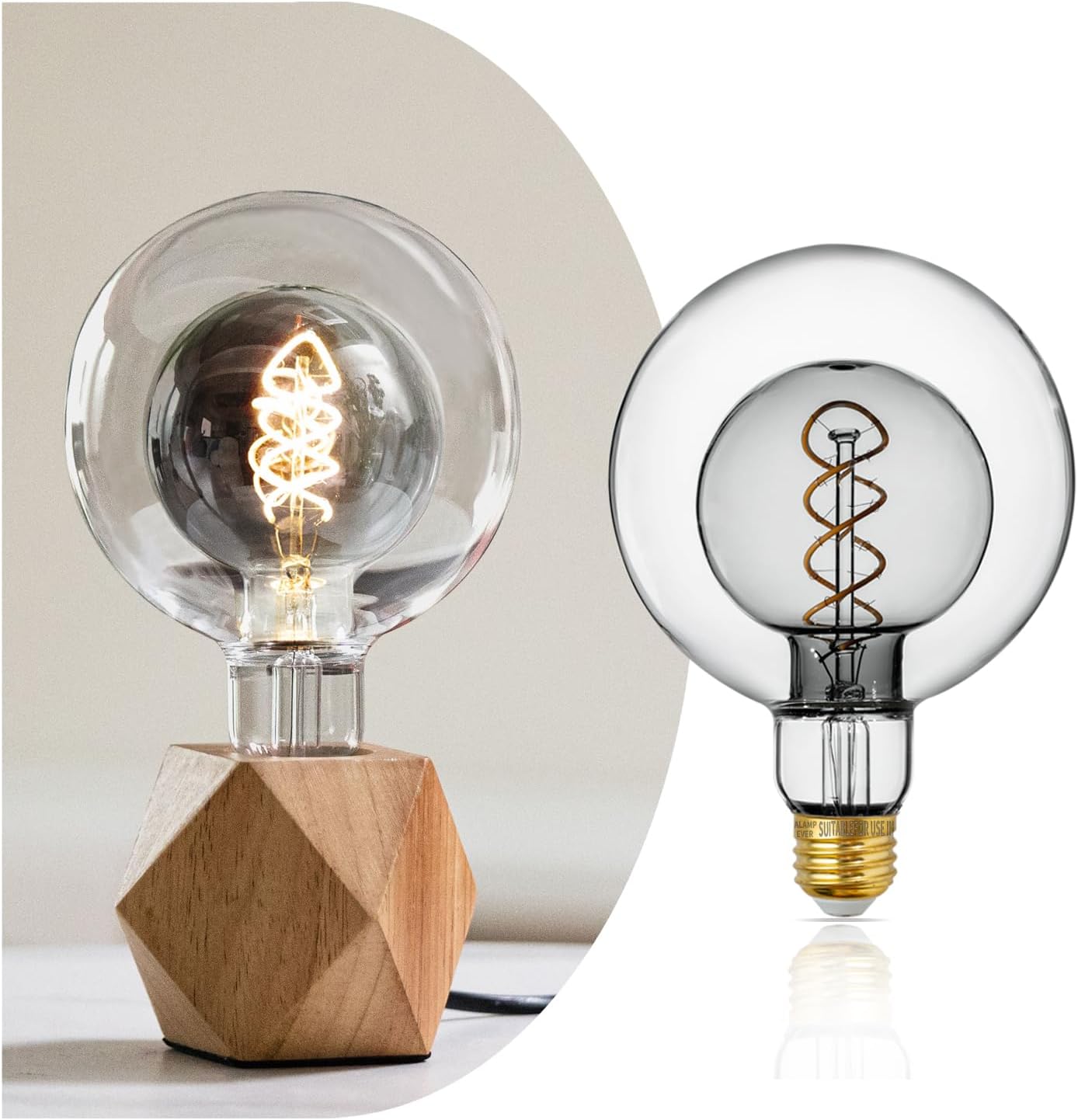 ALAMPEVER Bombillas LED de globo grandes, LED decorativas regulables con 6 W equivalentes a bombillas de 40 W, blanco suave de 2700 K, base E26, 300