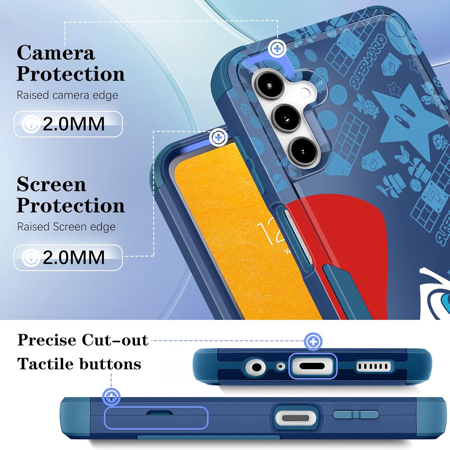 Oqplog Funda de teléfono resistente para Samsung A54 de 6.4 pulgadas para niños, niñas y mujeres, linda funda rígida de dibujos animados de anime,