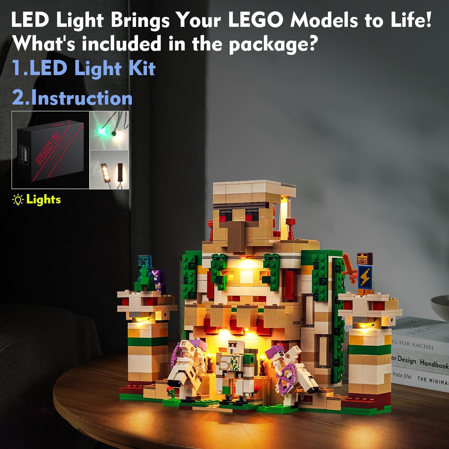 Kit de luces LED para Lego The Iron Golem Fortress 21250, 2023, juego de iluminación creativa, accesorios compatibles con Lego 21250 (solo luces,