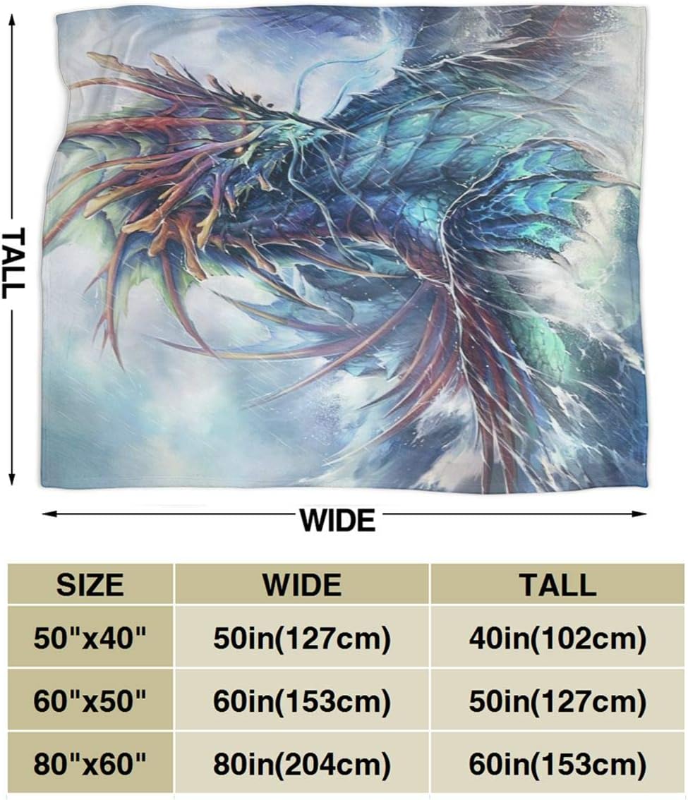 WAZHIJIA Mighty Dragon – Manta de forro polar, mullidas y cálidas para ropa de cama de invierno, sofá y felpa para decoración de hogar, idea de