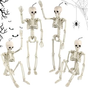 4 piezas de esqueleto de Halloween decoración de esqueleto posable tamaño completo esqueleto de Halloween esqueleto de plástico con articulaciones 4 piezas de esqueleto de Halloween decoración de esqueleto posable tamaño completo esqueleto de Halloween esqueleto de plástico con articulaciones
