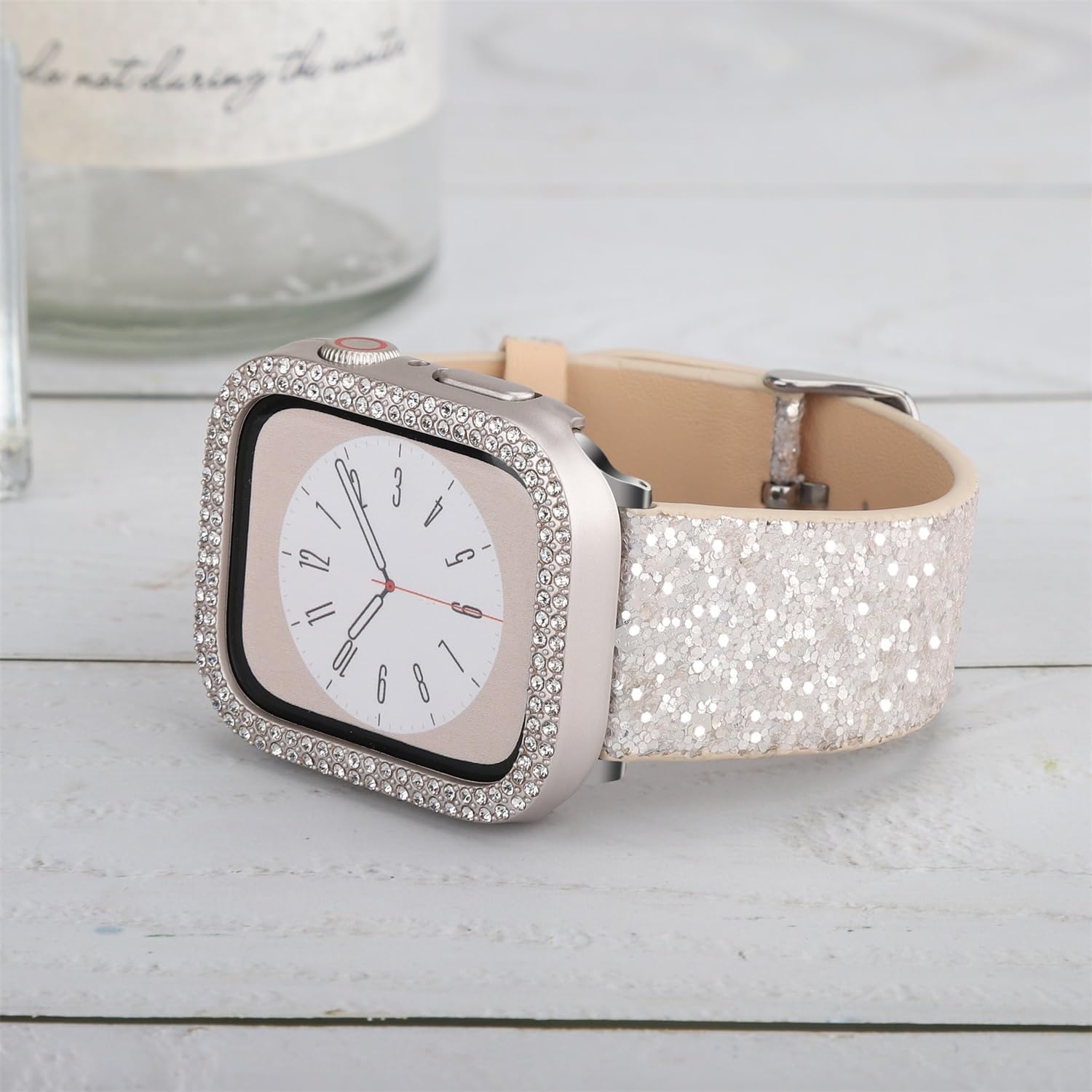 Correas brillantes compatibles con Apple Watch Band + funda Ultra 21 de 1.49, 1.57, 1.61, 1.65, 1.73, 1.77 y 1.73 pulgadas, correa de cuero con