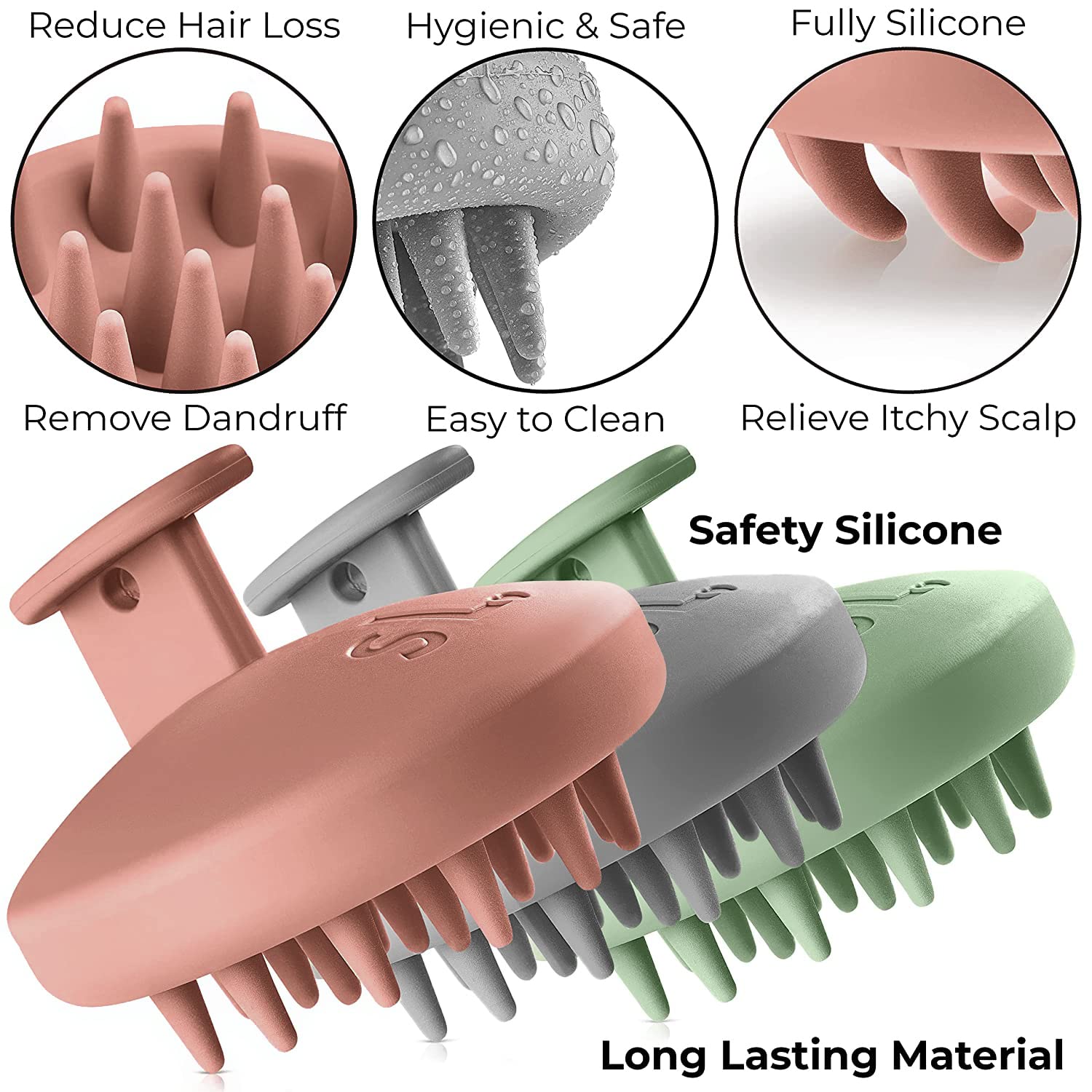 scalpluv  Cepillo masajeador de cuero cabelludo, masajeador de cabello 3 en 1, exfoliante, promueve el crecimiento del cabello, tratamiento de