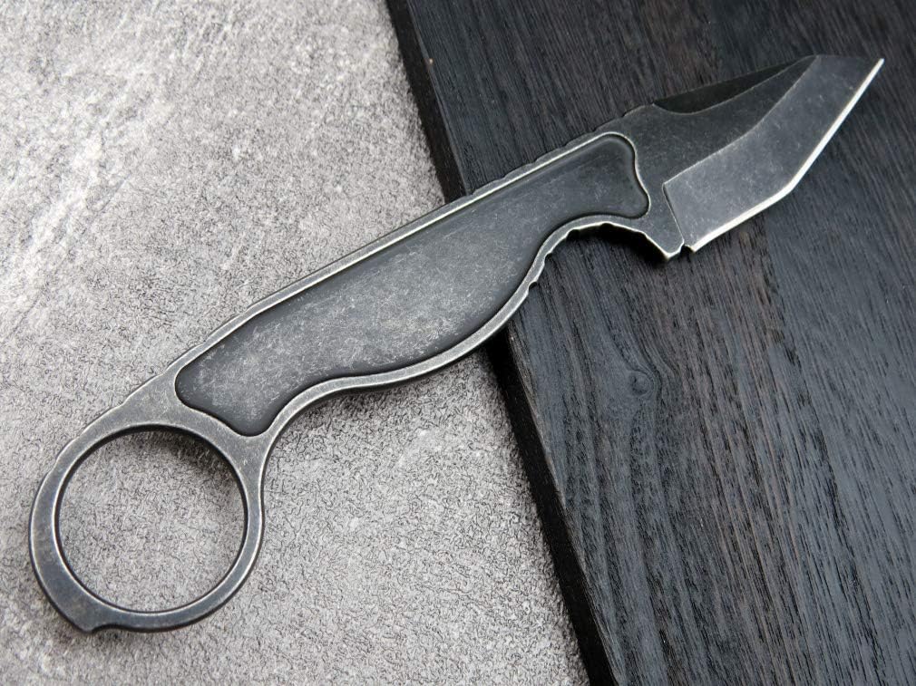 CCanku C1101 – Cuchillo de hoja fija D2, mango de acero inoxidable y funda Kydex para caza al aire libre, supervivencia y herramienta EDC (negro)