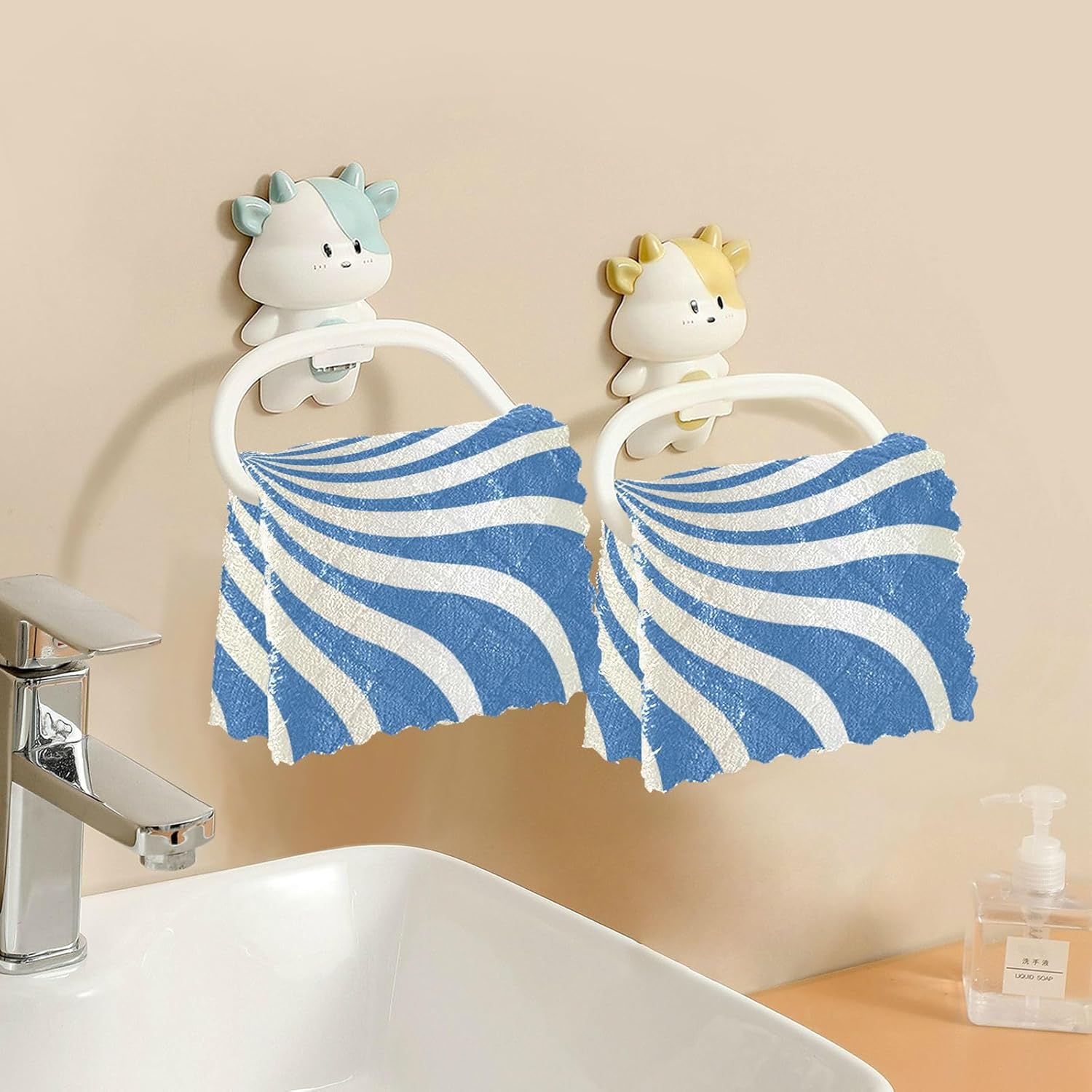 Twirl Swirl Blue 6 Pack Absorbent Towels for Drying Dishes Print Quality Microfiber Absorbant Towel for Bathroom Coffee