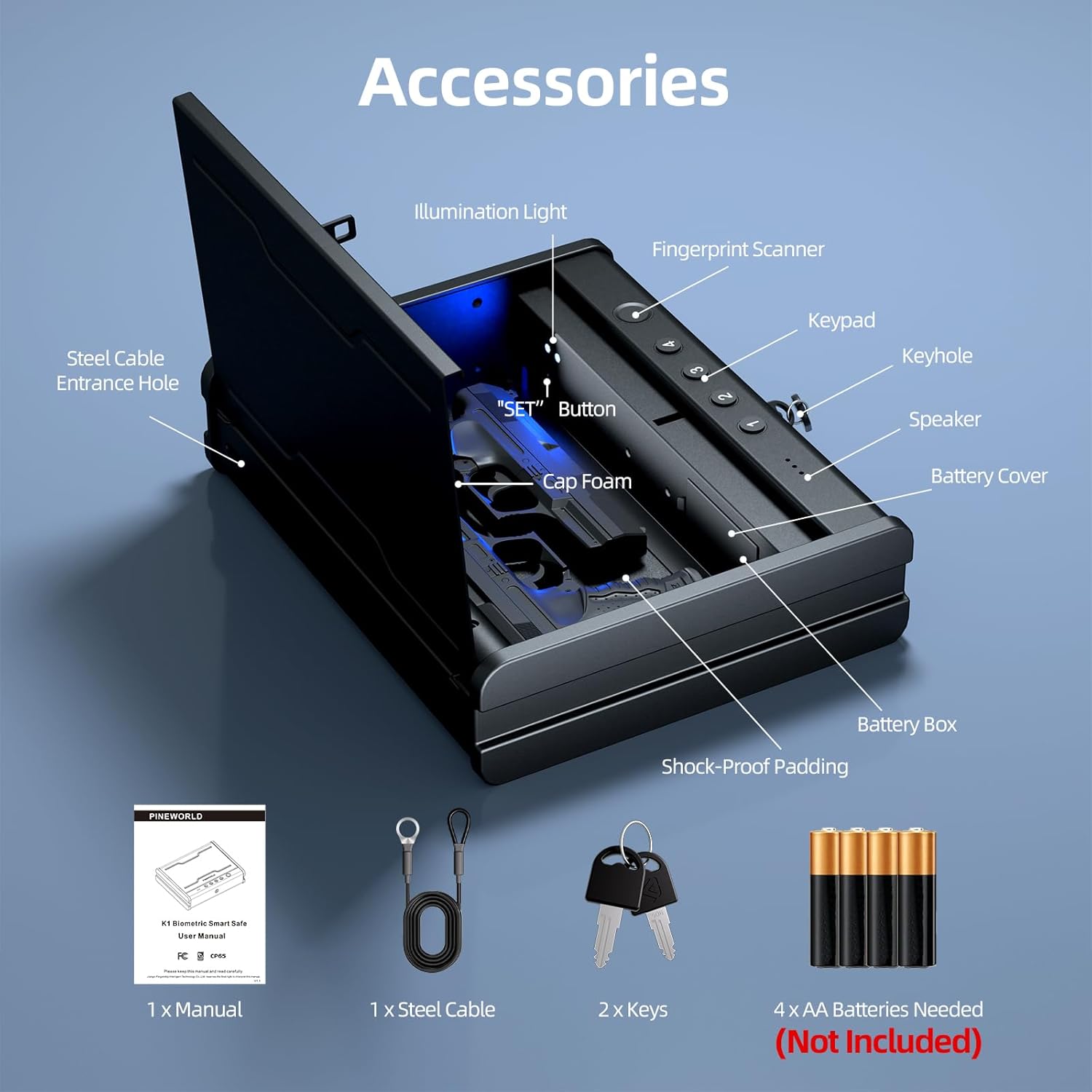 Caja fuerte biométrica para armas de fuego, caja fuerte biométrica para pistola, caja fuerte para pistolas con huella digital, 3 cajas de bloqueo de