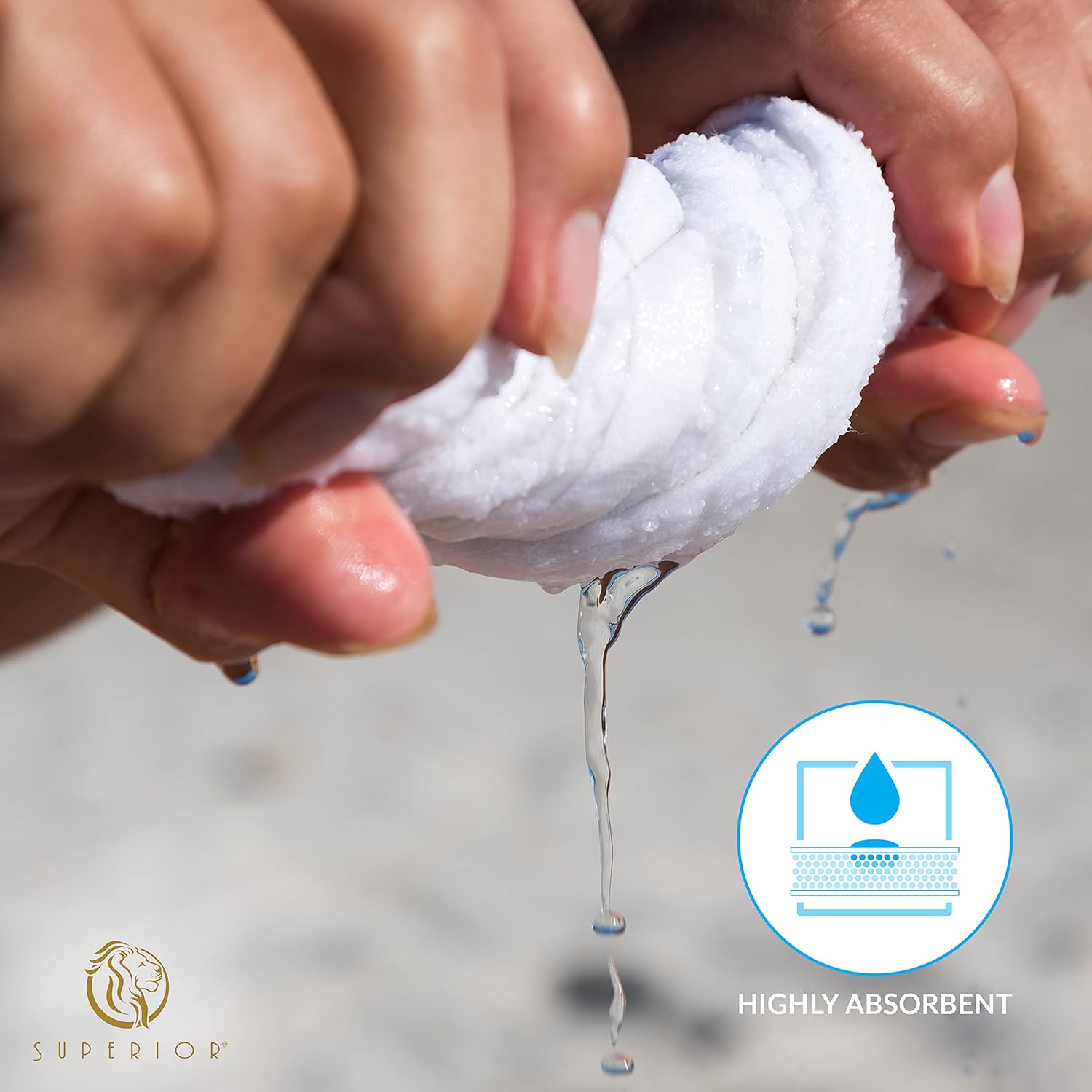 Superior Juego de 4 toallas de baño de 100% algodón peinado de fibra larga de 27.64 ozm, altamente absorbentes, para baño, ducha, cocina, súper