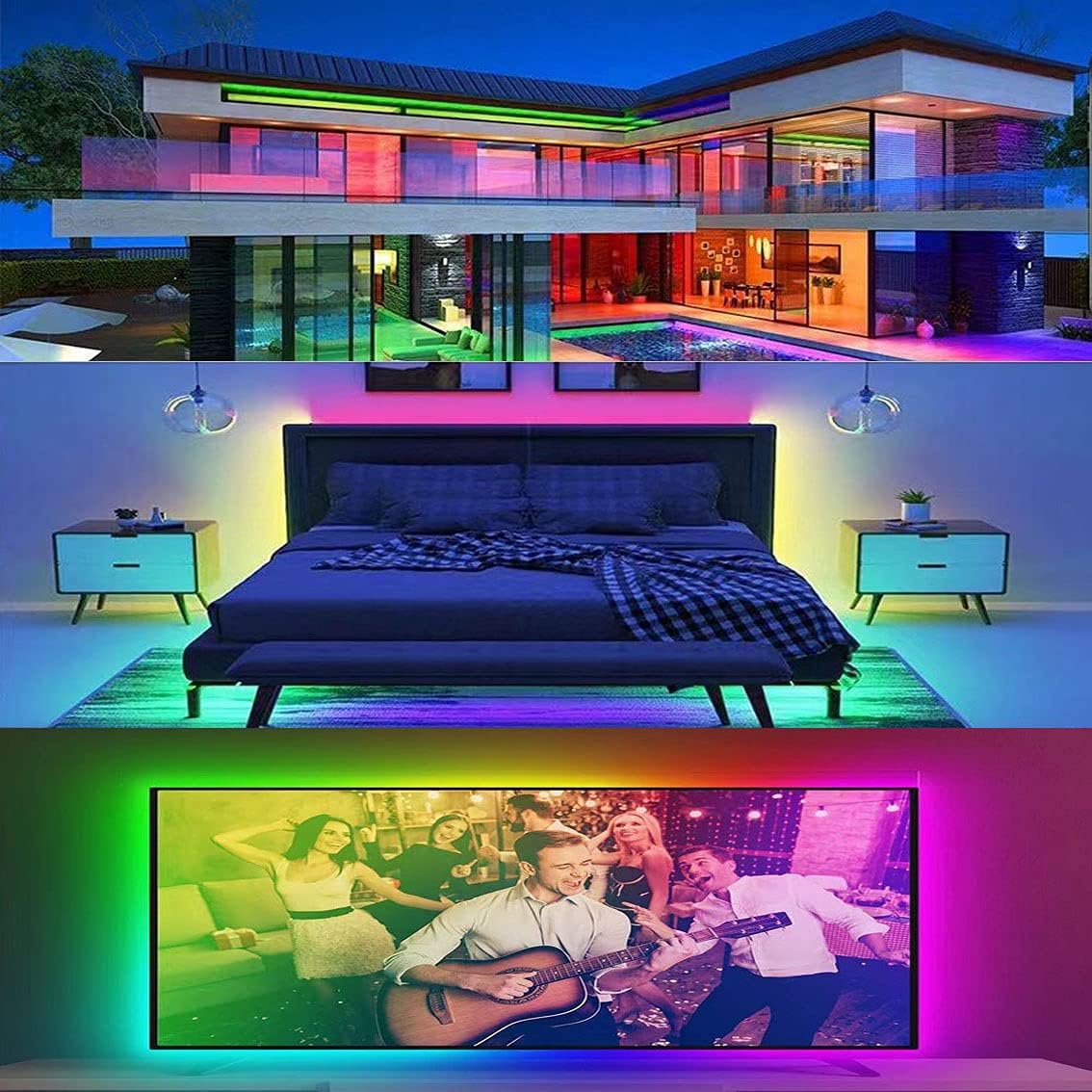 WS2812B Tira de LED RGB direccionable individualmente de 16.4 pies 5050 Smart Flexible Dream a todo color 30Pixelsm Luz blanca PCB IP65 Impermeable