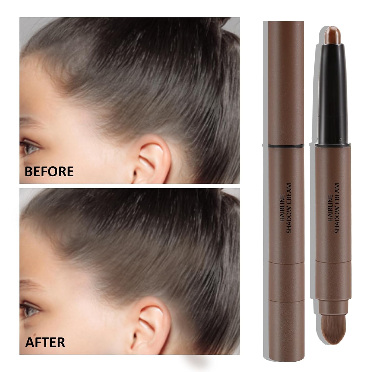 Boobeen Barra de sombra para retoque de raíz, corrector de raíces de cabello para adelgazamiento, cobertura de cabello gris, uso como lápiz de cejas