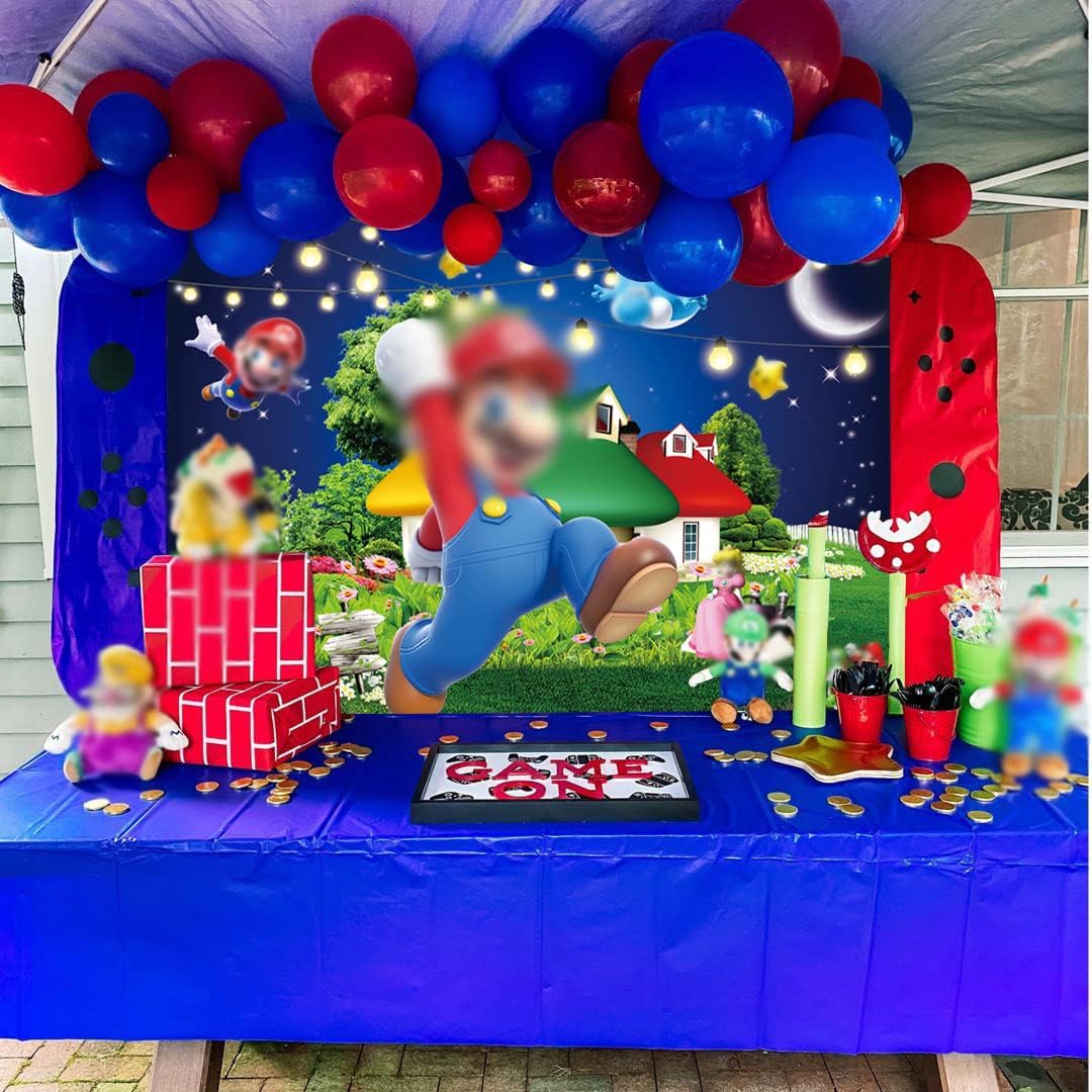 Super Bros – Telón de fondo para decoración de fiesta de revelación nocturna, pancarta con estrellas y puntos de estrellas, suministros para fiestas