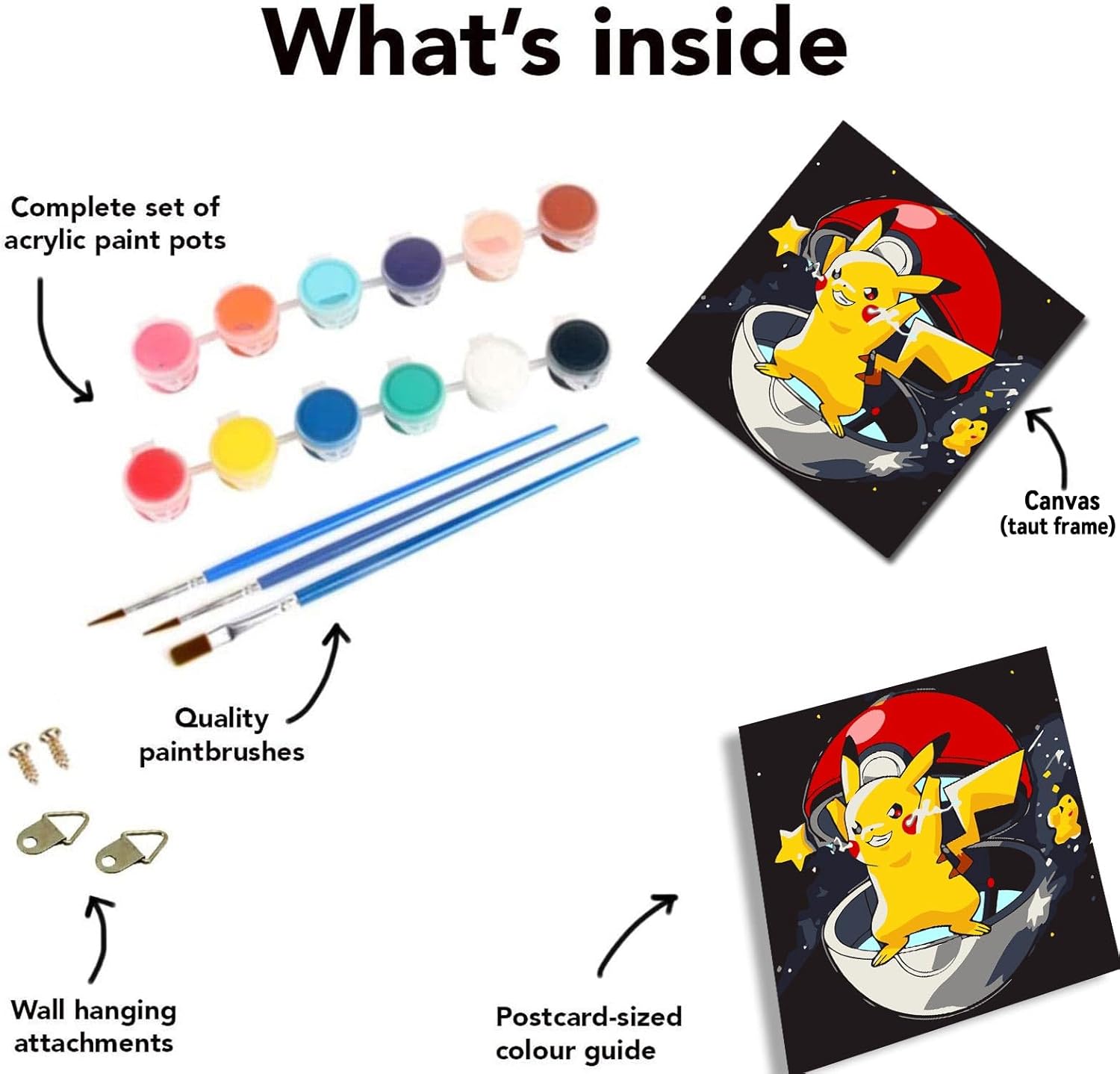 Paquete de 4 pinturas por números para niños de 8 a 12 años con marco, kits de pintura de dibujos animados por números en lienzo para adultos