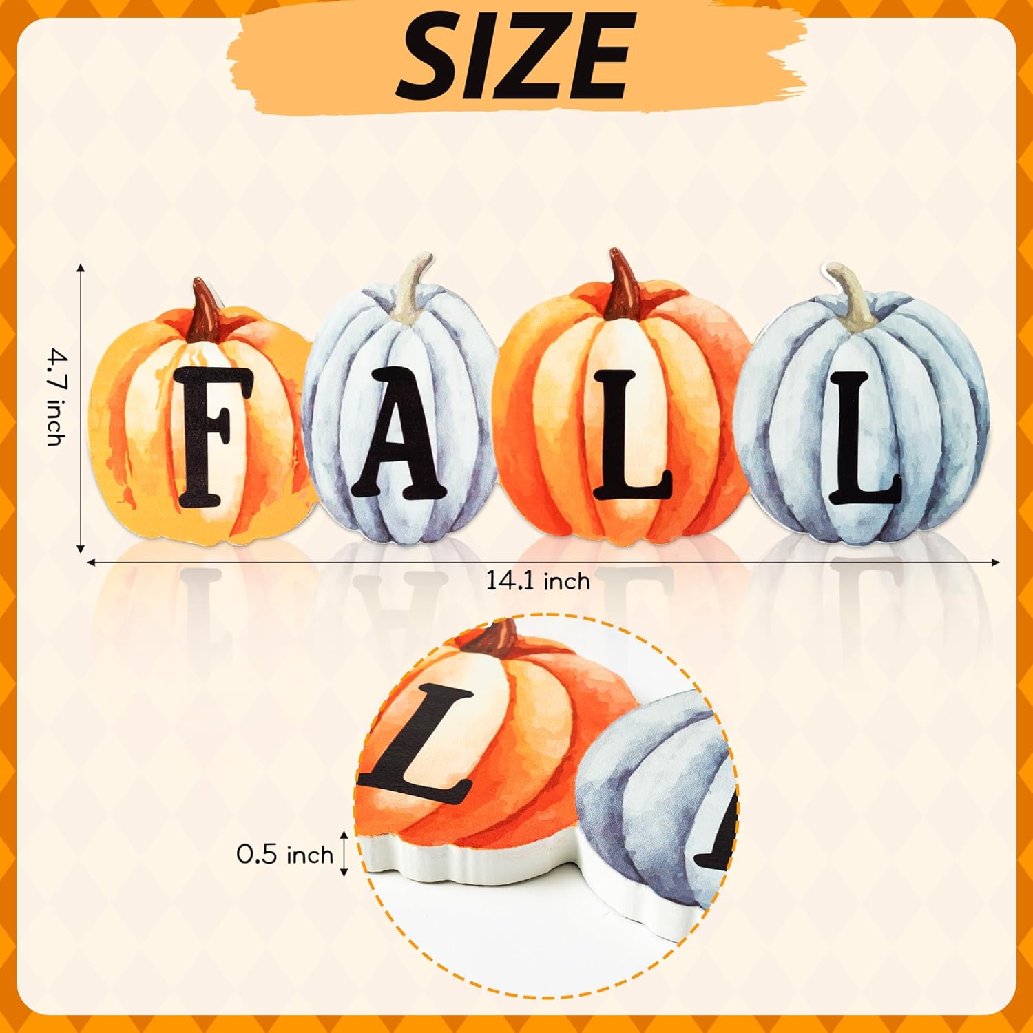 WATINC Decoración de mesa de centro de mesa de madera de calabaza de otoño, decoración de bandeja escalonada de Acción de Gracias, juego de bloques