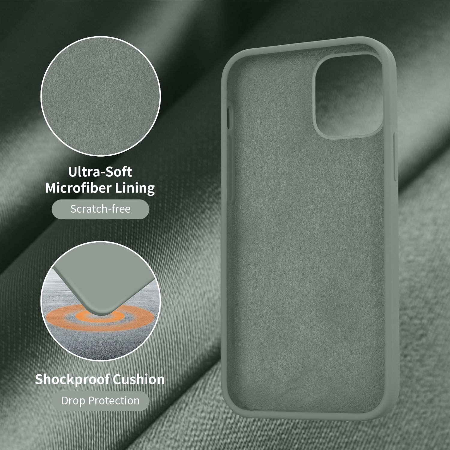 Cordking Funda diseñada para iPhone 12, diseñada para iPhone 12 Pro, funda de silicona a prueba de golpes con forro de microfibra suave antiarañazos