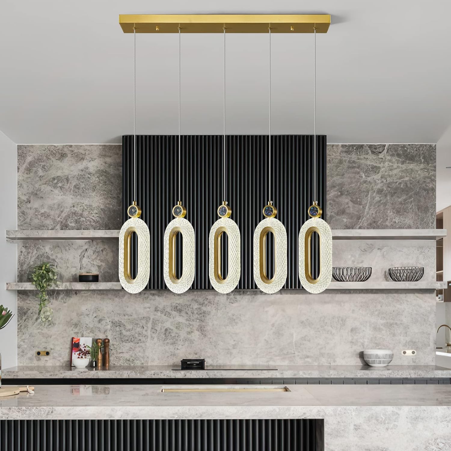 Iluminación colgante para isla de cocina, luces LED regulables, modernas, doradas, para comedor, sala de estar, dormitorio, pasillo, entrada,