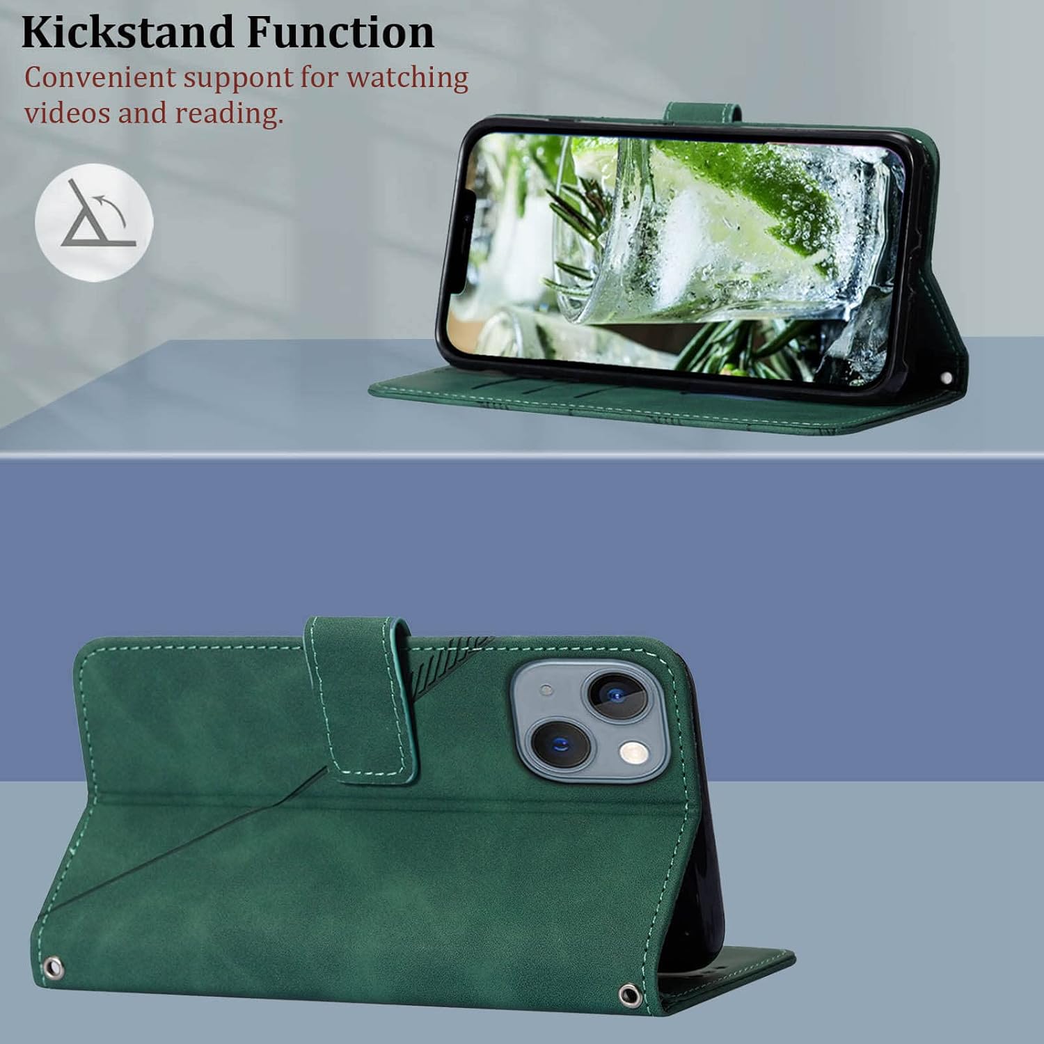 Moment Dextrad Funda tipo cartera para iPhone 13iPhone 14, función atril, correa de muñeca, ranuras para tarjetero, funda protectora interior de