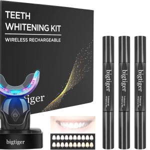 Kit de blanqueamiento dental con bandeja de blanqueamiento de dientes, luz LED inalámbrica, 16 minutos para blanquear los dientes, gel blanqueador Kit de blanqueamiento dental con bandeja de blanqueamiento de dientes, luz LED inalámbrica, 16 minutos para blanquear los dientes, gel blanqueador