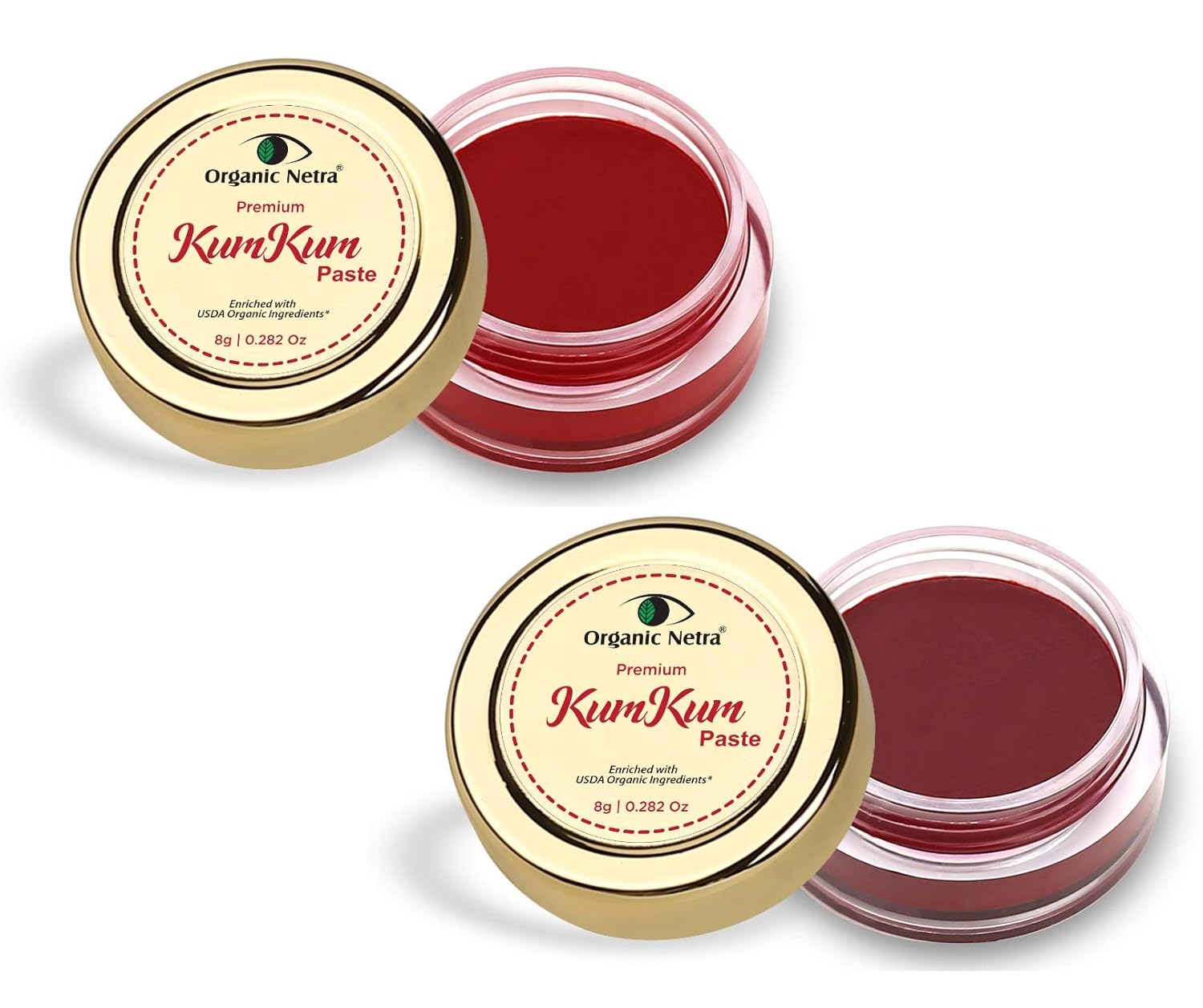 Organic Netra Pasta SindoorKumkum  Impermeable de larga duración, a prueba de manchas  Color rojo profundo puro y natural, de larga duración