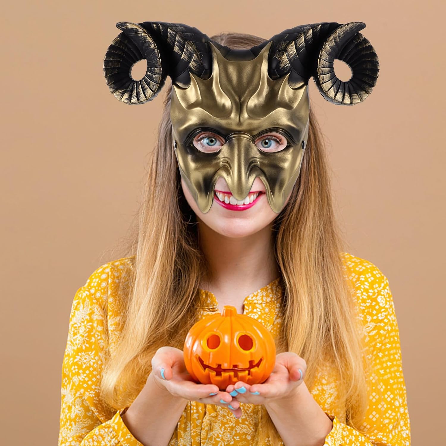 Abaodam Máscara de cuerno de buey, máscara de cuernos, máscara de media cara de animal para festivales, fiestas, disfraz de Halloween, cosplay