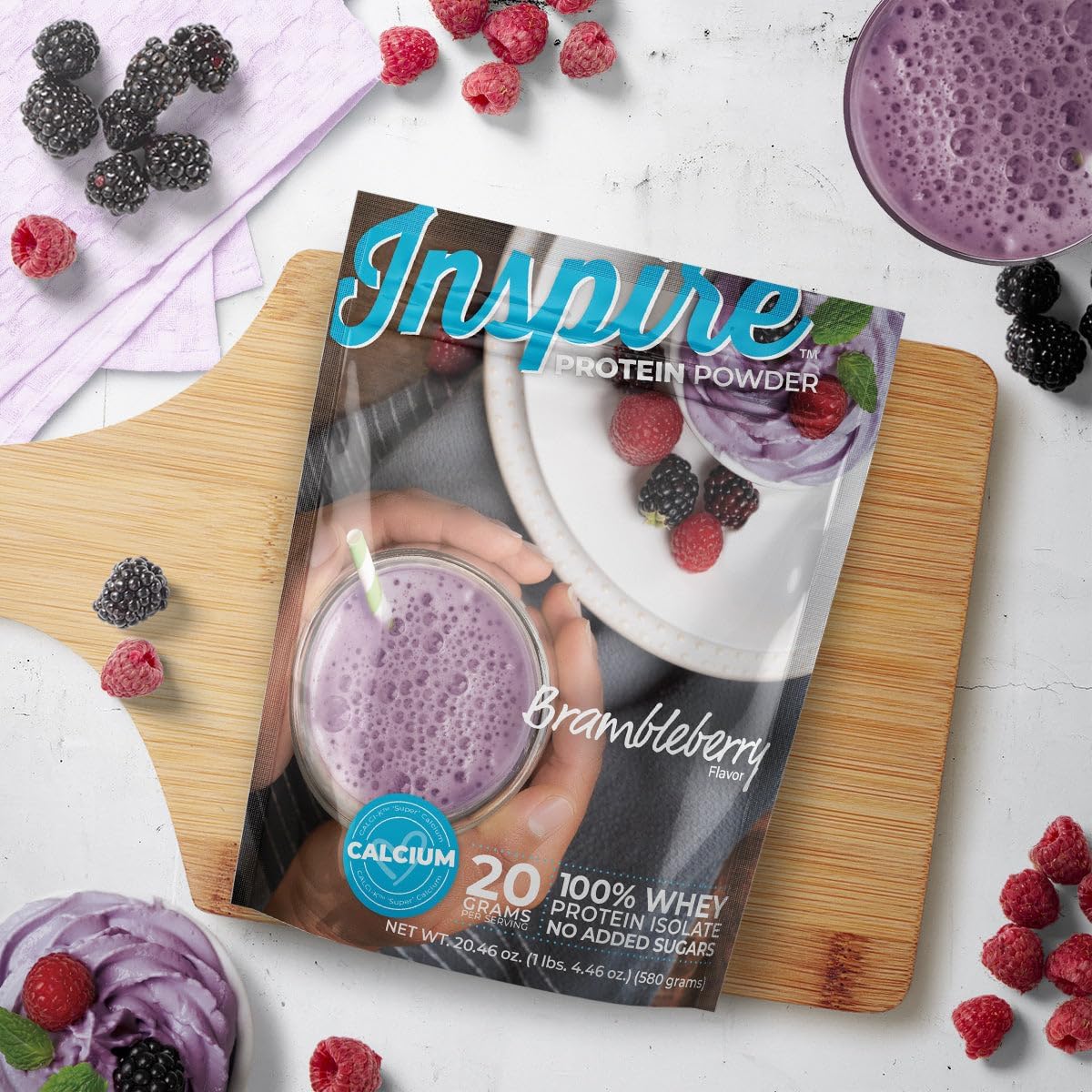 Inspire Bramble-Berry – Polvo aislado de proteína de suero con calcio (0.71 oz)
