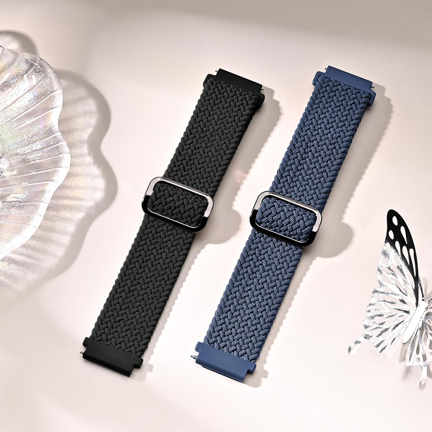 Folavii 18mm Braided Stretchy Nylon Watch Bands Compatible with Garmin Venu 2SVenu 3SVivoactive 4SVivomove 3SForerunner 255SForerunner 265S, Quick