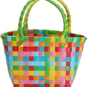 Cabilock Cesta de almacenamiento tejida a mano, bolsa de playa colorida para verano, bolsa de compras de alimentos, bolsa de soporte para aperitivos Cabilock Cesta de almacenamiento tejida a mano, bolsa de playa colorida para verano, bolsa de compras de alimentos, bolsa de soporte para aperitivos