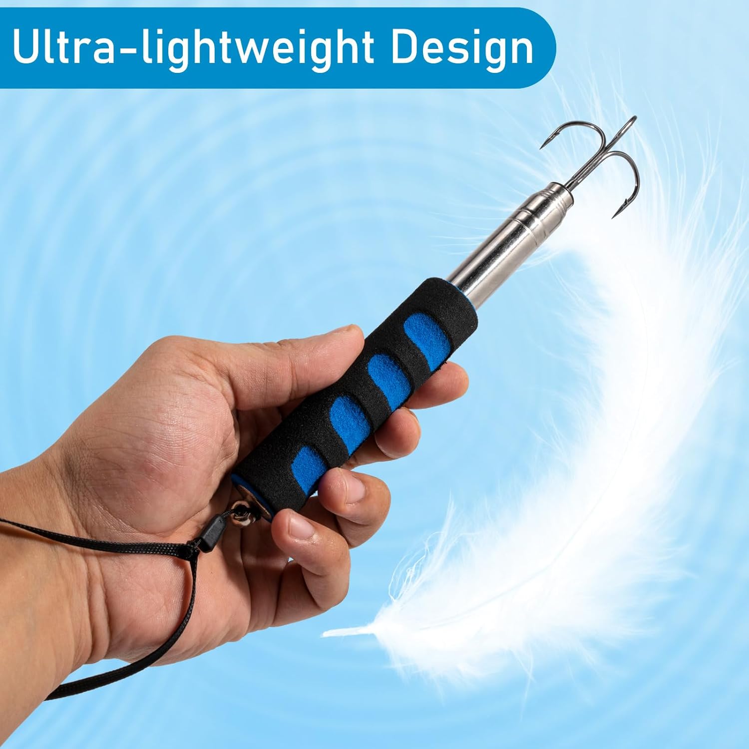 Gaff de pesca telescópica, Lanza de pesca de triple gancho de acero inoxidable, Poste telescópico de aleación de aluminio con gancho, Gaff de