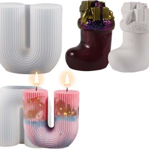 Paquete de 2 moldes de Navidad para calcetines de Papá Noel, molde de resina para hacer resina, moldes de silicona para velas para decorar el hogar, Paquete de 2 moldes de Navidad para calcetines de Papá Noel, molde de resina para hacer resina, moldes de silicona para velas para decorar el hogar,