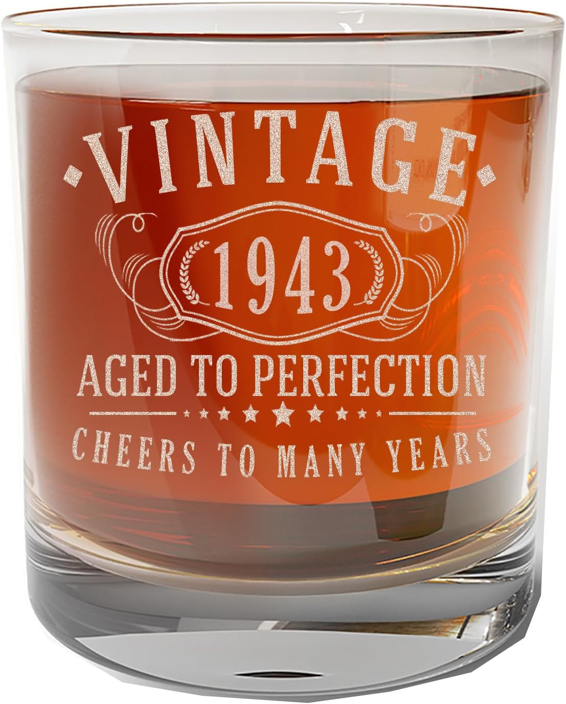 Vaso de whisky grabado vintage de 11 oz de 11 onzas  Regalos de feliz cumpleaños 80 para hombres, saludos a cumplir 80 años de edad, decoración para