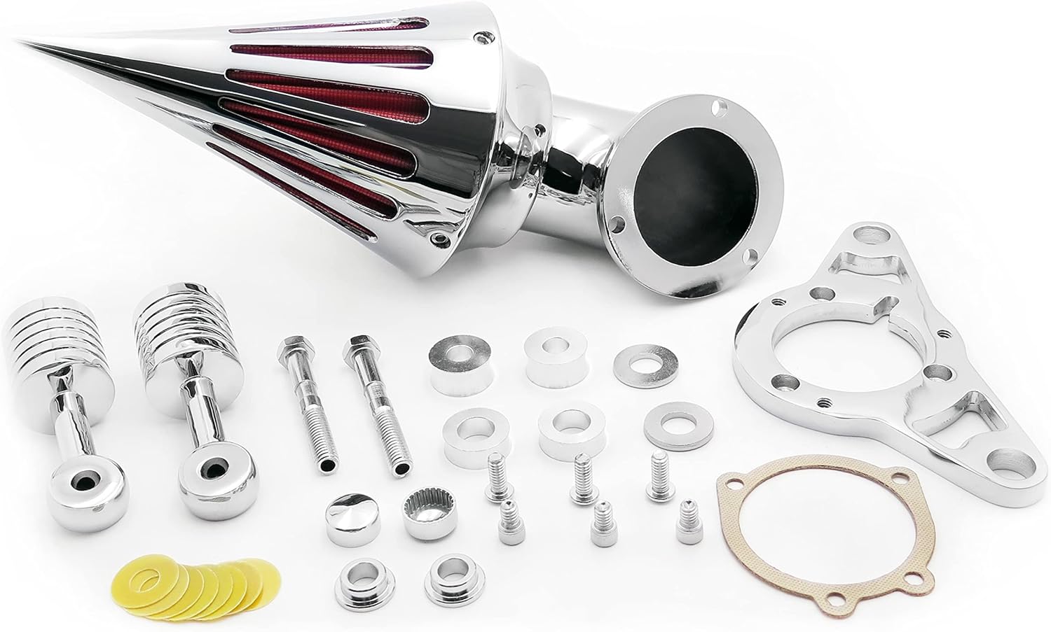 AfterMokit – Filtro de aire con punta de cono para Dyna Wide Glide 1999-2007 Road King 1999-2007 Fat Boy 2000-2007, cromado